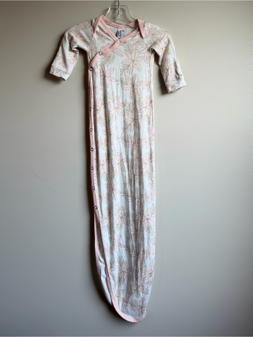 Copper Pearl Soft Pink Floral Peekaboo Tie Knotted Gown - Newborn
